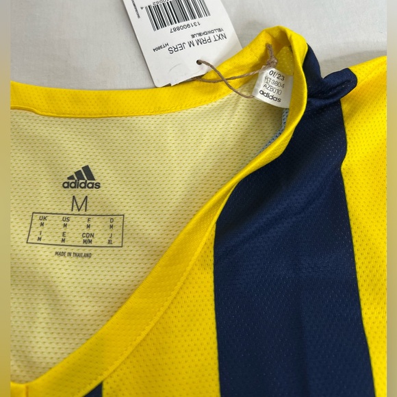 Adidas Tank Top Adult Medium Yellow Dark Blue Basketball Active Sleeveless New - Picture 3 of 6